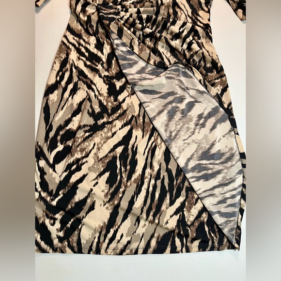 Connected Black and Tan Animal  Patterned Dress - size 12 P - Picture 9 of 17